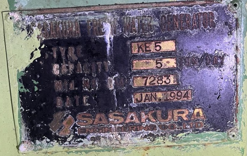 Fresh Water Generator Namae Plate