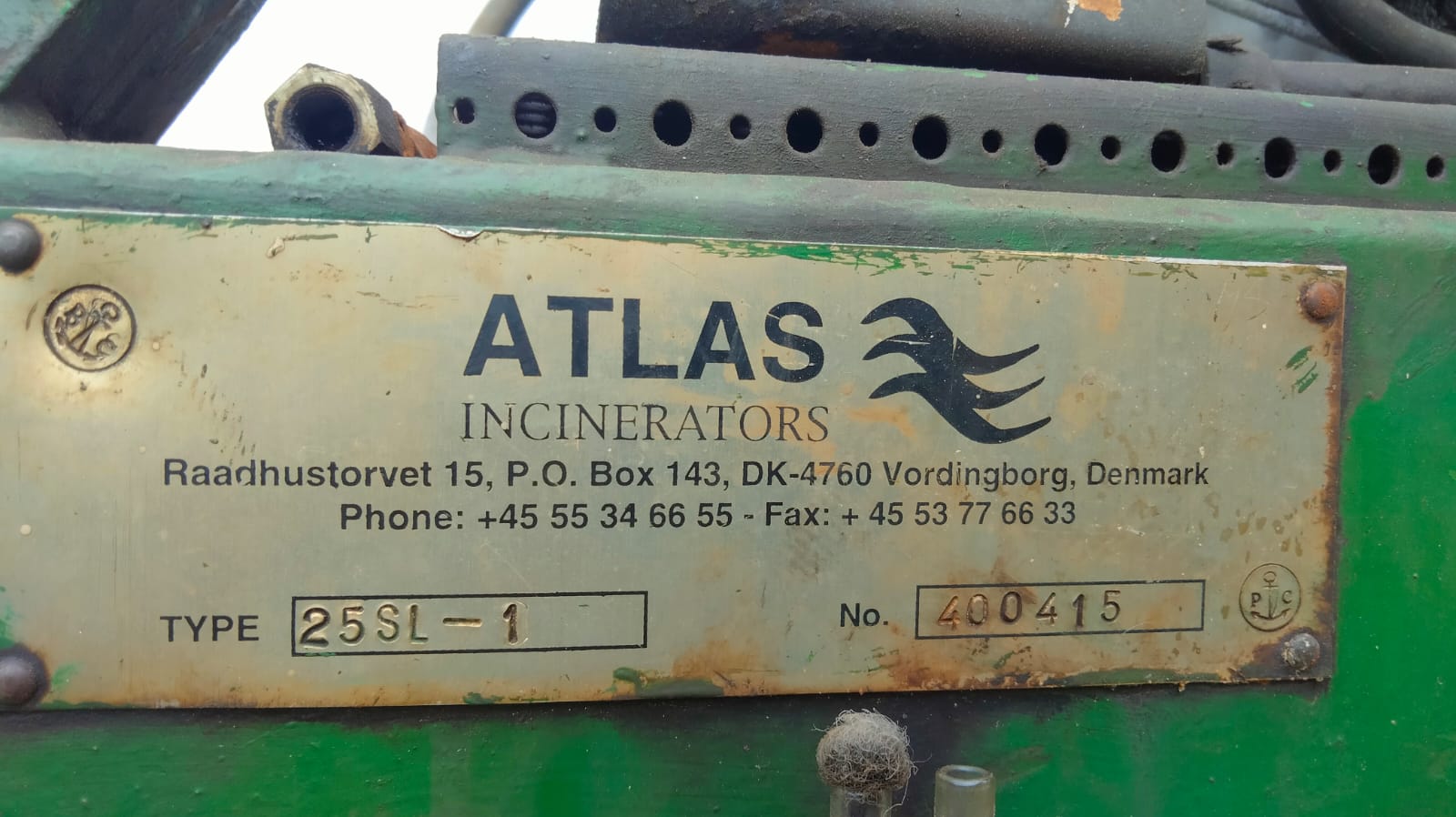 Atlas Incinetors 25SL-1 Name Plate