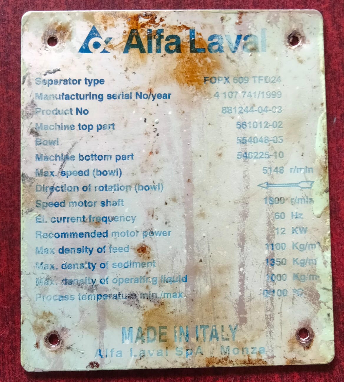 Oil Separator Name Plate (1)